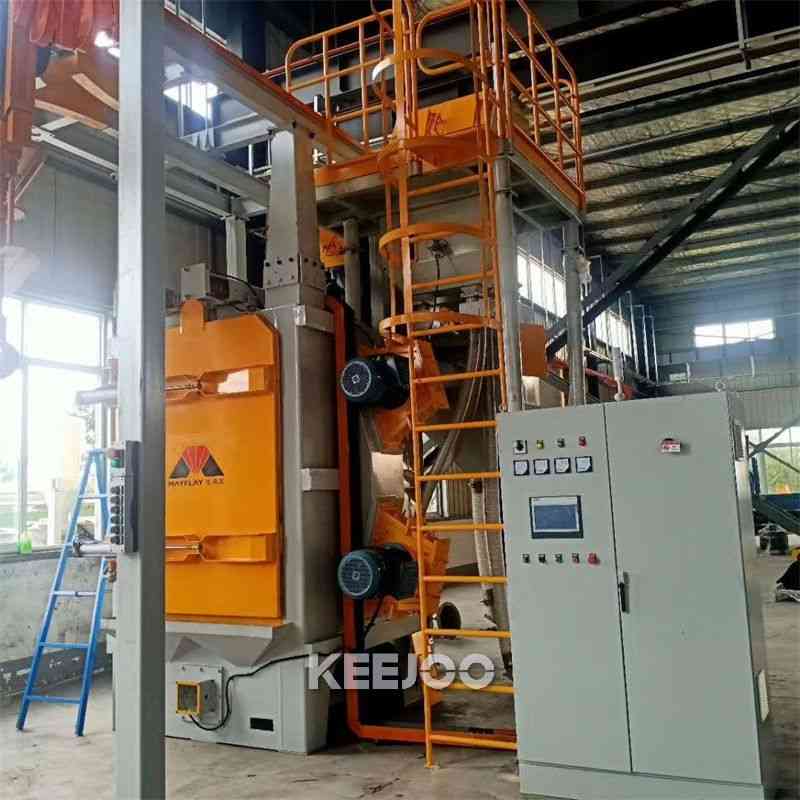 Double Hook Wheel Blasting Machine Airless Hanger Type Casting