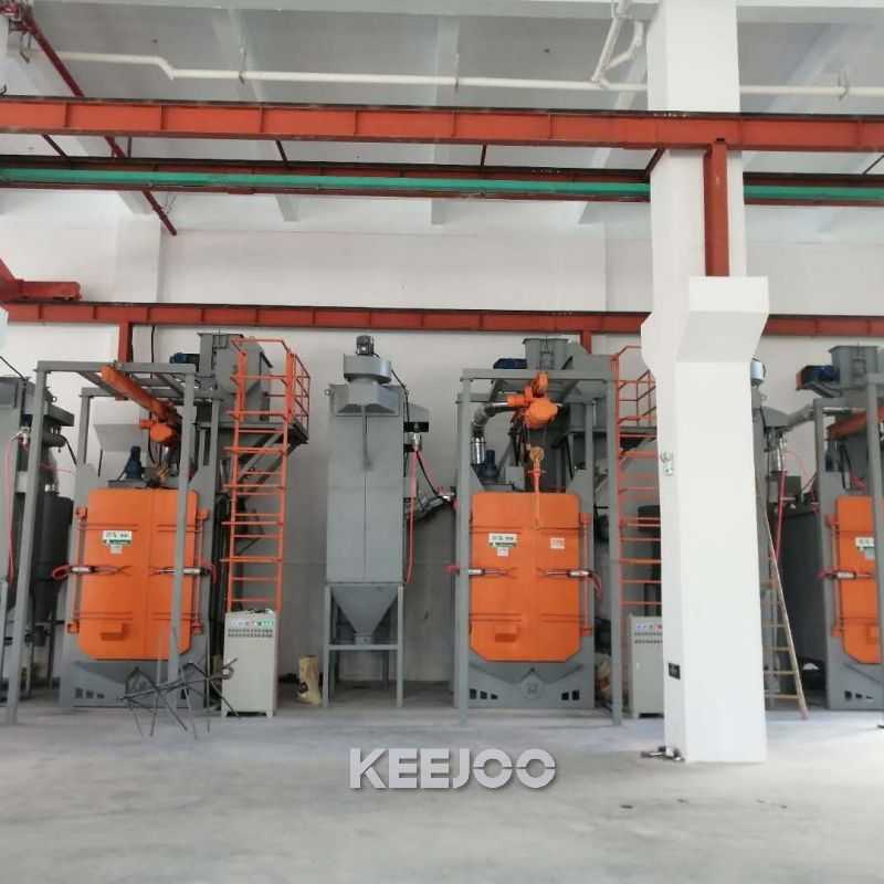PLC Control Double Hooks Shot Blast Machine Structural Parts Cleaning