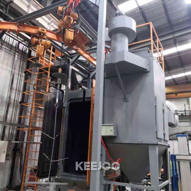 PLC Control Double Hooks Shot Blast Machine Structural Parts Cleaning