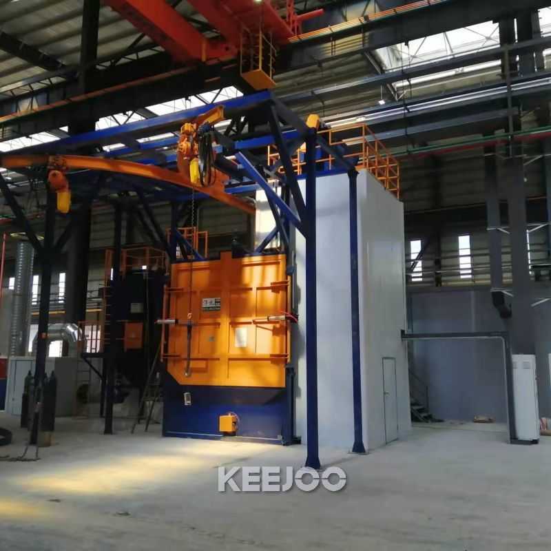 Low Noise Hanger Type Shot Blasting Machine PLC Controlled