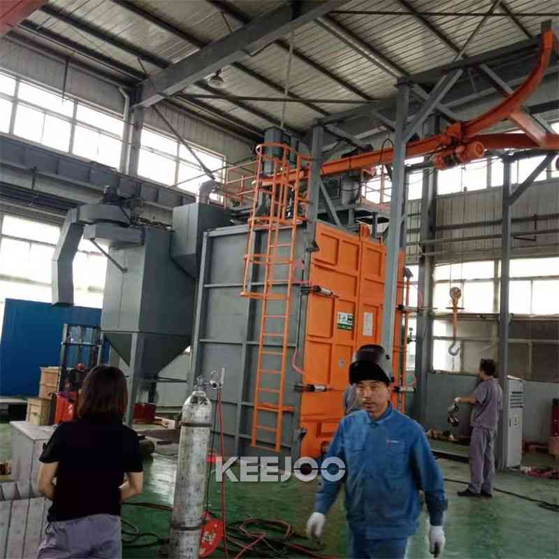 PLC Control Aluminum Wheel Blasting Machine Airless Hanger Type Anti Explosion