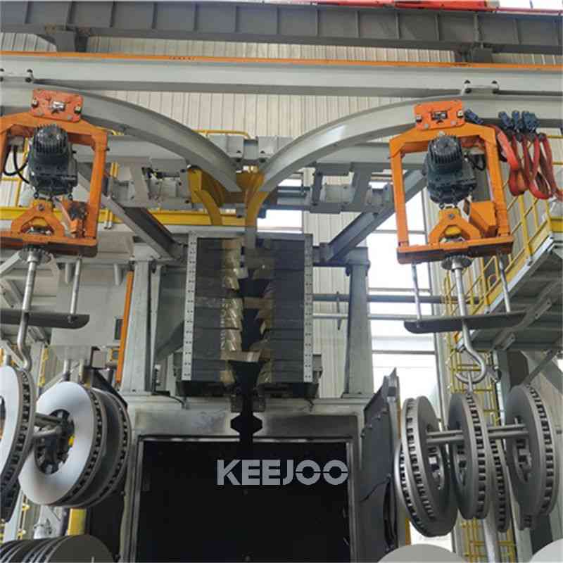 Double Hook 600mm Hanger Type Shot Blasting Machine For Forging Parts Cleaning