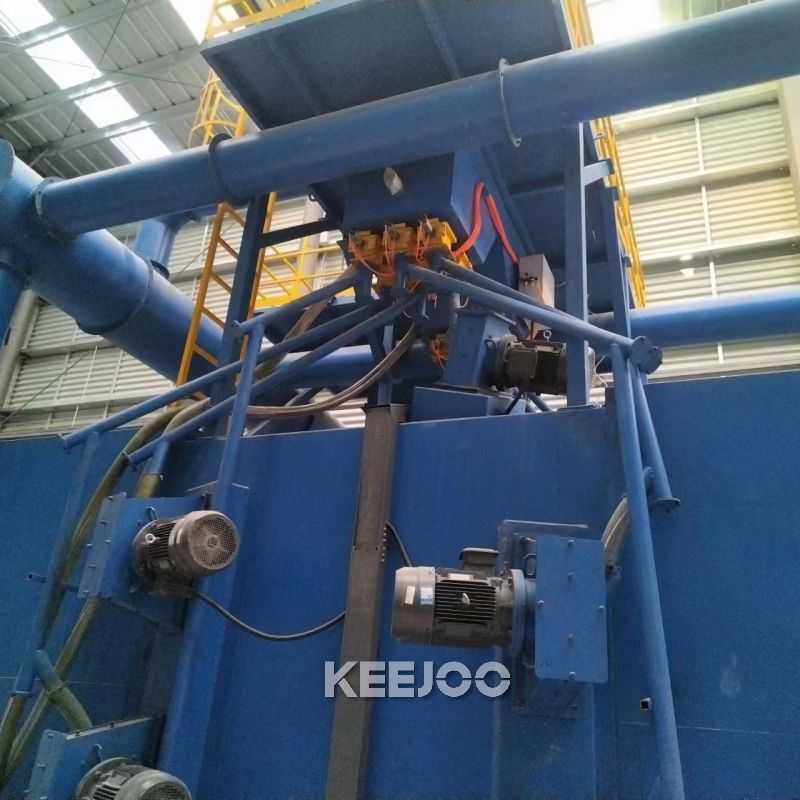Steel Structural 1.4M/Min roller conveyor type shot blasting machine For Sand Blaster