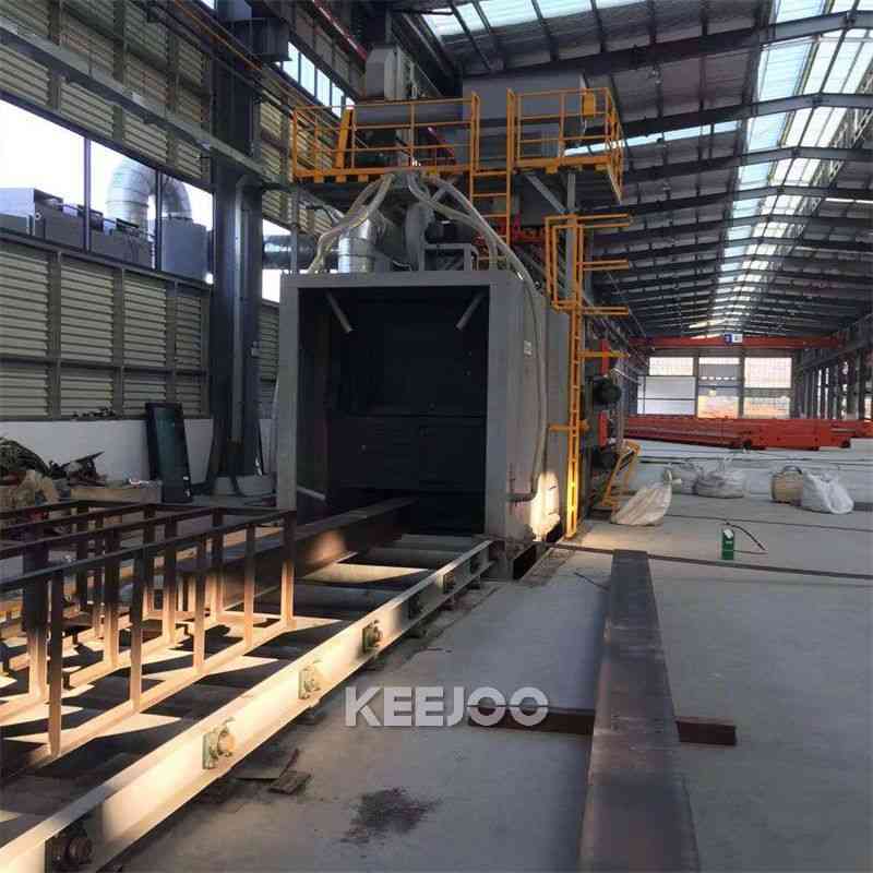 Workpiece L13000mm Roller Conveyor Shot Blasting Machine Steel Cleaning