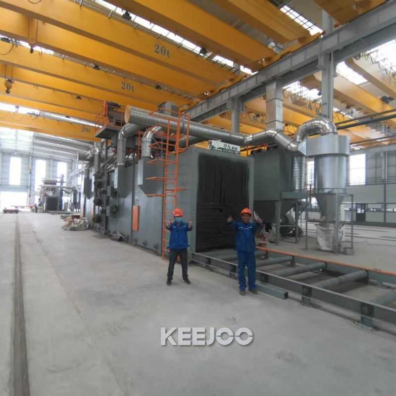 QH69 Through Type Roller Conveyor Shot Blasting Machine Anti Corrosion