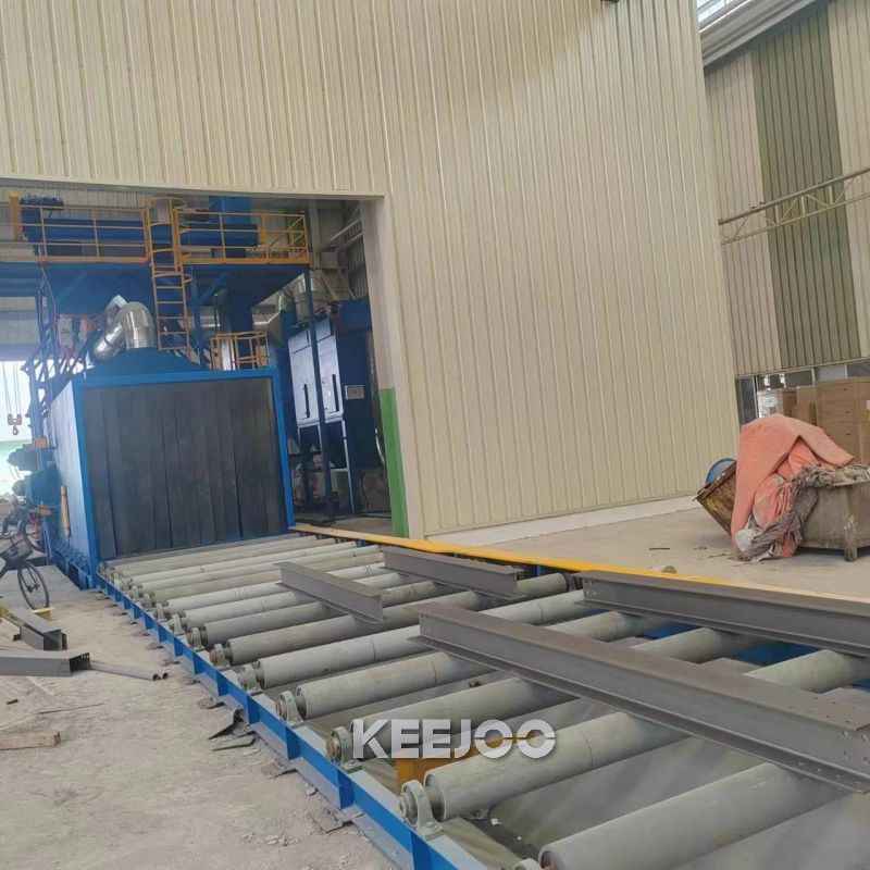 Rust Removal 2m/min Steel Plate Shot Blasting Machine With Spraying Line