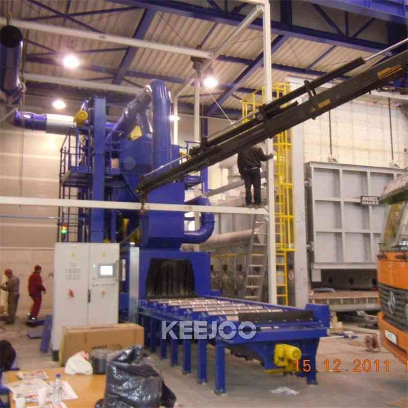 SA3.0 Through Type Hanger Shot Blasting Machine Steel Plate Cleaning