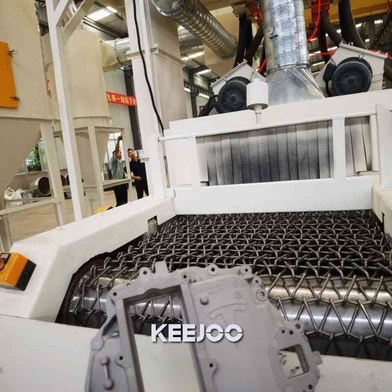 Marble Stones 4*7.5kw Conveyor Belt Shot Blasting Machine Wire Mesh