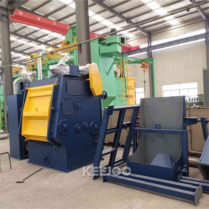 2TPH - 4TPH Rubber Belt Shot Blasting Machine Small Fittings Cleaning