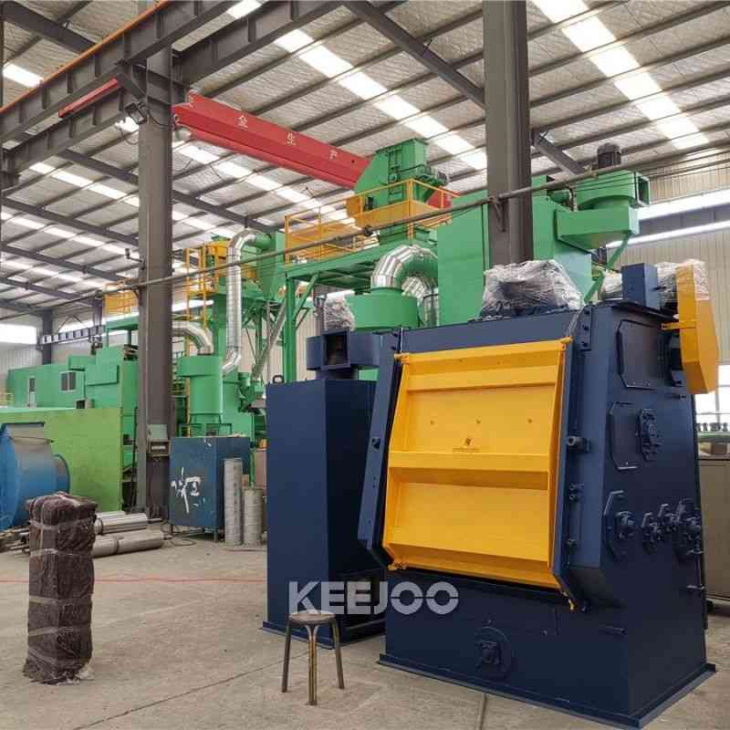 1500kg/hr Rubber Belt Shot Blasting Machine Stamping Parts Cleaning
