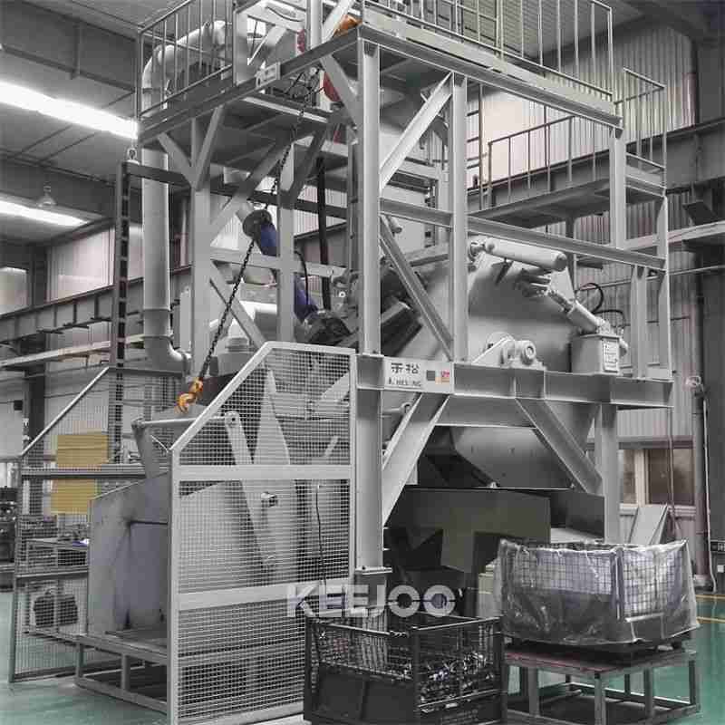 PLC Control Tilt Drum 4.2rpm Automatic Shot Blasting Machine Metal Parts Cleaning