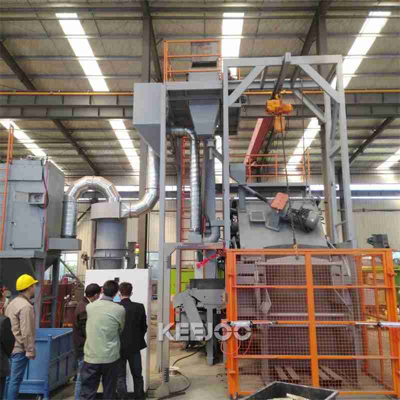 PLC Control Tilt Drum Shot Blasting Machine Casting Forging Parts Cleaning