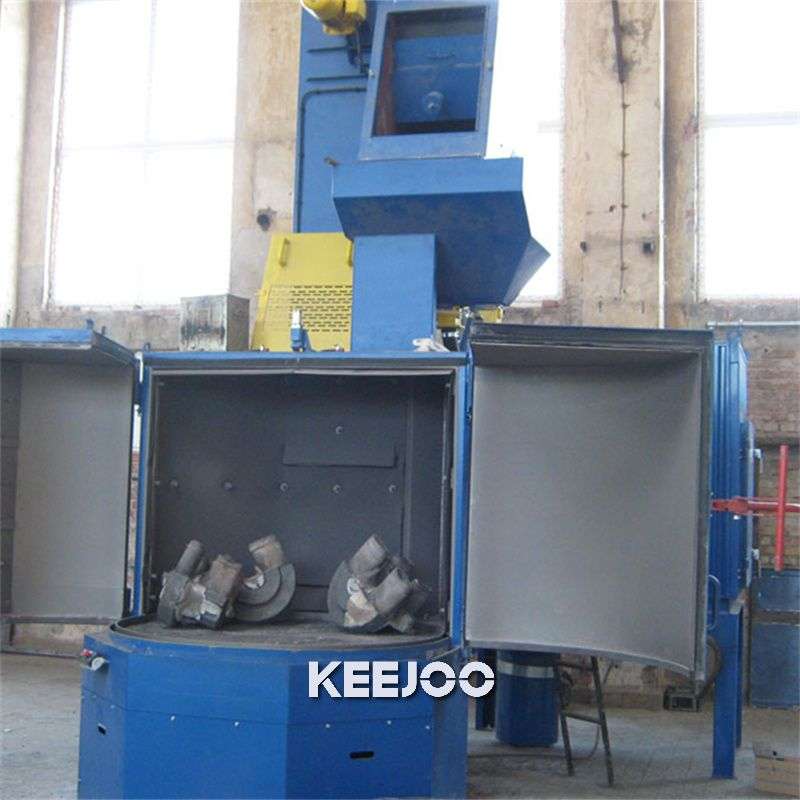 ISO9001 Horizontal Rotary Table Shot Blasting Machine workpi