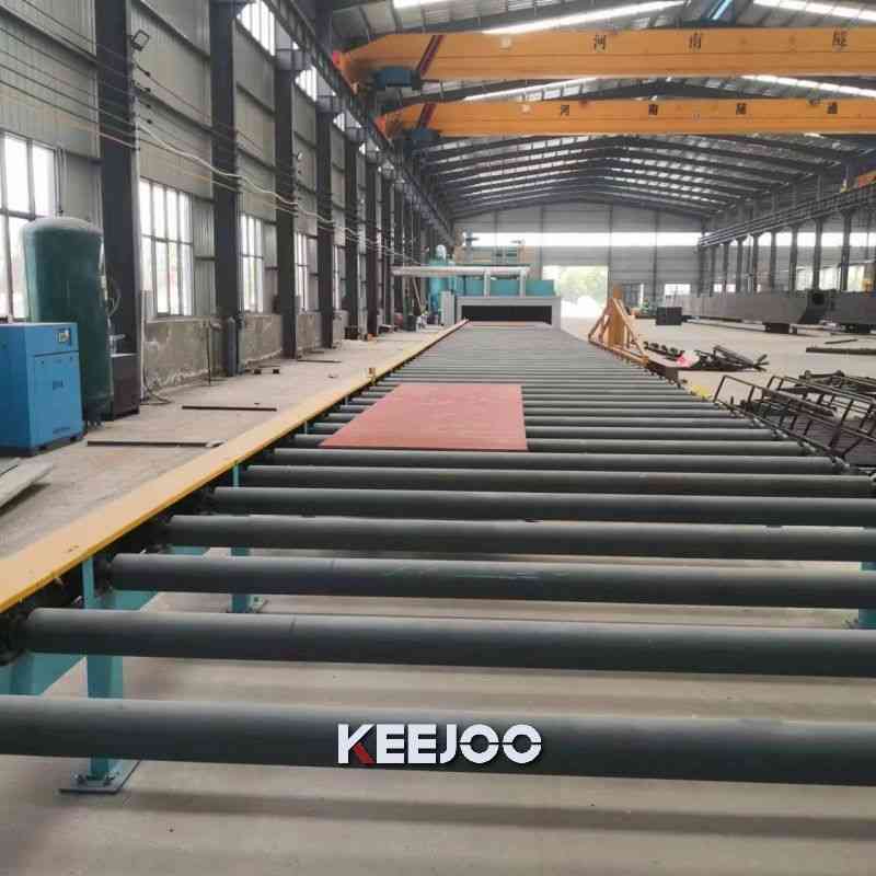 Another roller-conveyor shot-blasting machine has been fully assembled and is ready for shipment.